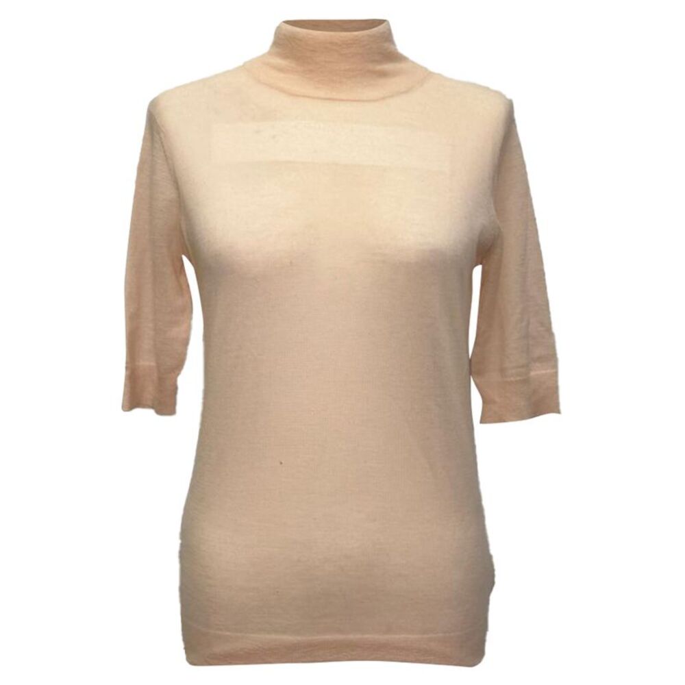Joseph Short Sleeve Turtleneck Sweater in Peach Cashmere